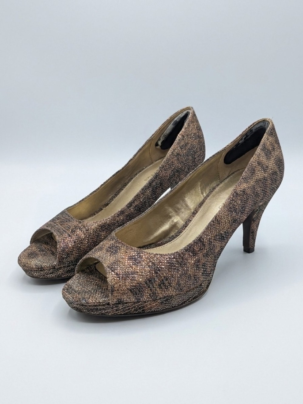 Bandolino Metallic Bronze Peep-Toe Heels
